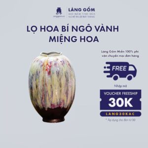 Bình hoa men chảy kiểu bí ngô vành miệng hoa