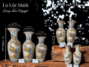 Lục bình gốm sứ men rạn đắp nổi 3D
