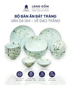Bộ bàn ăn Bát Tràng màu vân đá