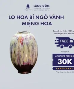 Bình hoa men chảy kiểu bí ngô vành miệng hoa