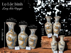 Lục bình gốm sứ men rạn đắp nổi 3D
